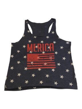 'Merica Star Print Racerback Tank - Navy Blue Women’s size XXL